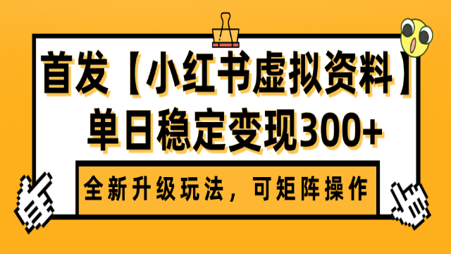 3.30# 首发【小红书虚拟资料】全新升级玩法，可矩阵操作，单日稳定变现300+