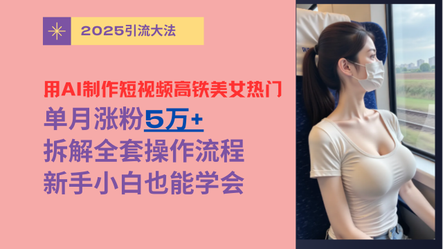 3.16# 用AI制作短视频高铁美女热门玩法，单月涨粉5万+，拆解全套操作流程，新手小白也能学会
